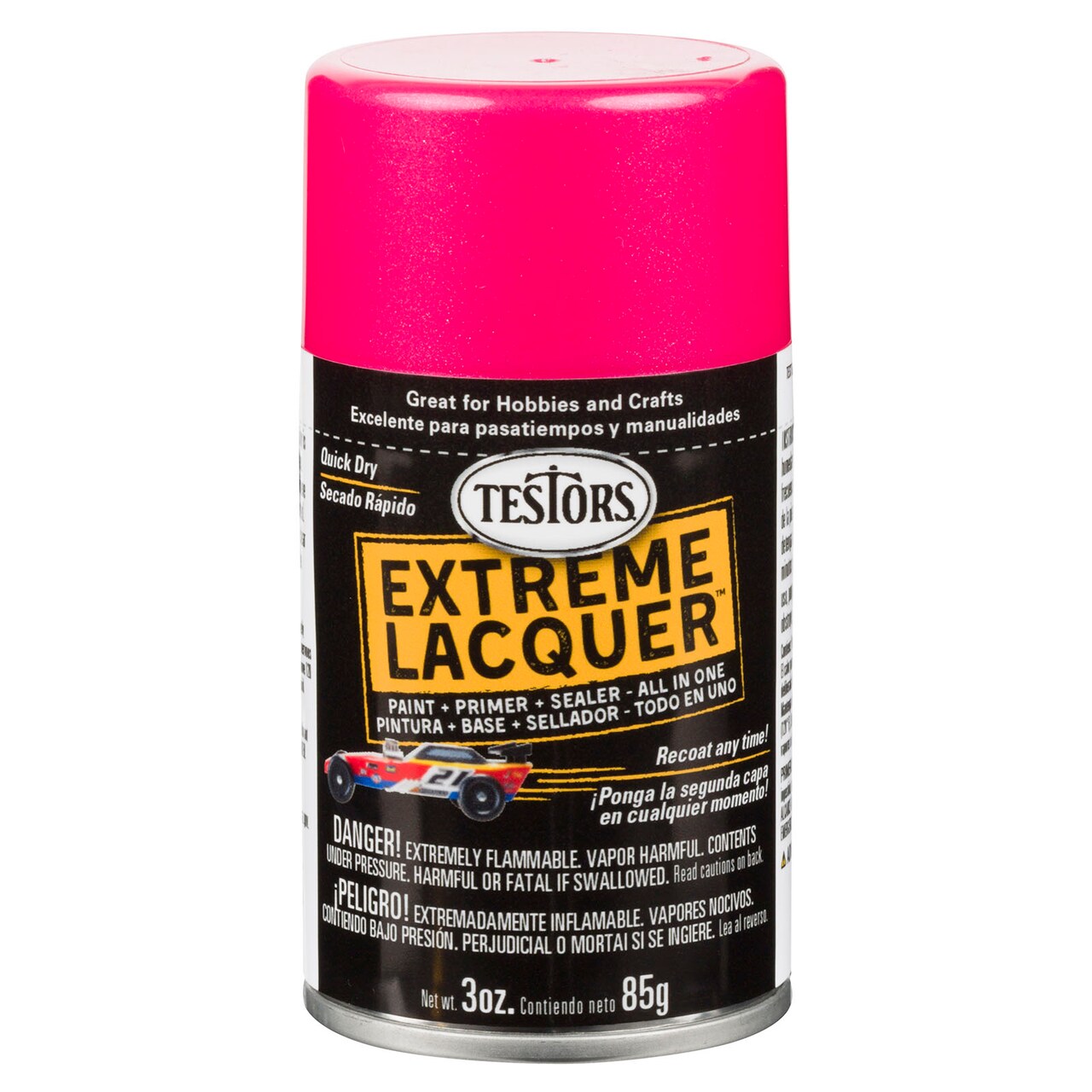 Testors One Coat Lacquer Paint, 3 oz. Spray Can, Electric Pink
